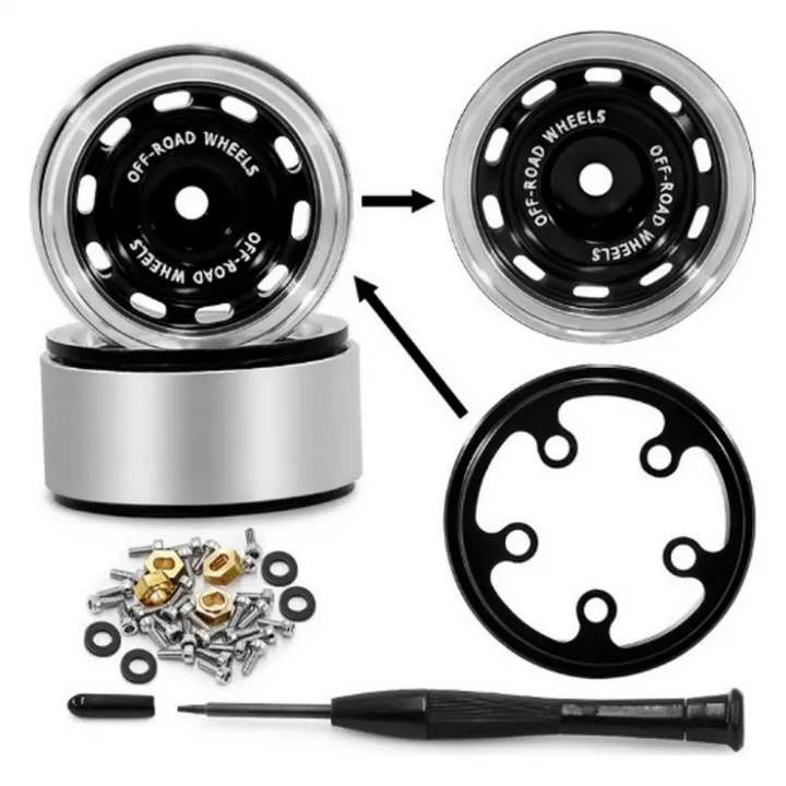 Диски алюминиевые beadlock 21x11 мм для Axial SCX30 1:30, чёрные, тип A, чёрный
