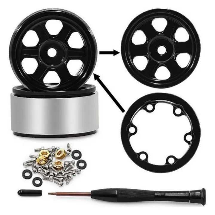 Диски алюминиевые beadlock 21x11 мм для Axial SCX30 1:30, чёрные, тип C, чёрный