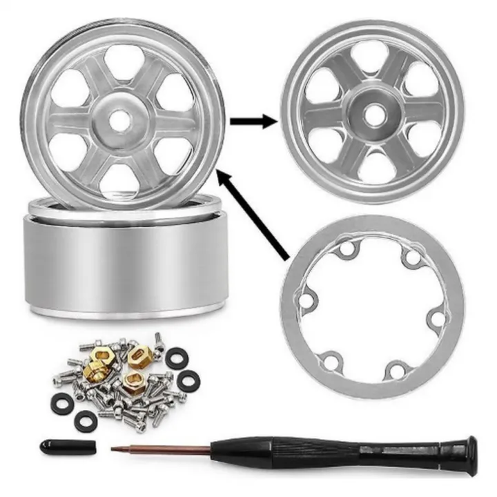 Диски алюминиевые beadlock 21x11 мм для Axial SCX30 1:30, чёрные, тип C, серебристый