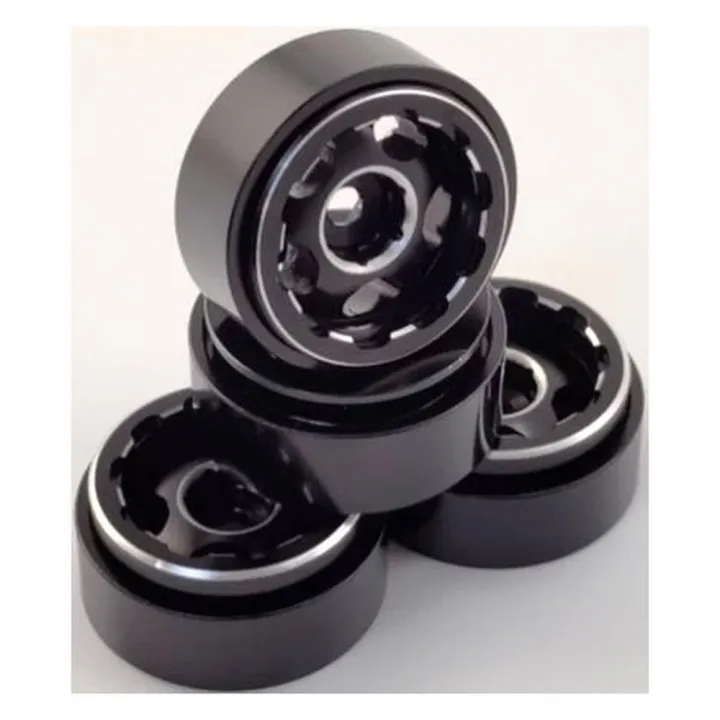 Диски алюминиевые beadlock 1.0" для Axial SCX24 1:24, чёрные, комплект 4 шт