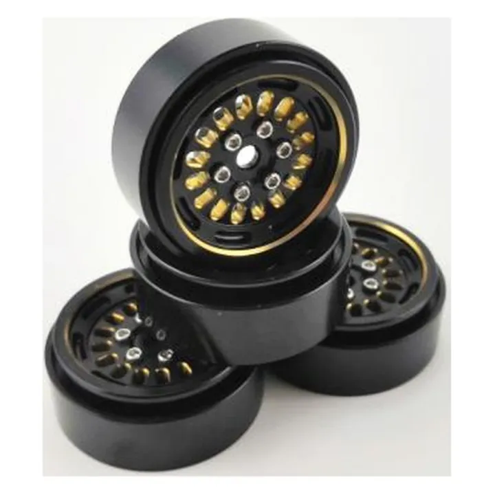 Диски латунные beadlock 1.0" для Axial SCX24, чёрные, комплект 4 шт