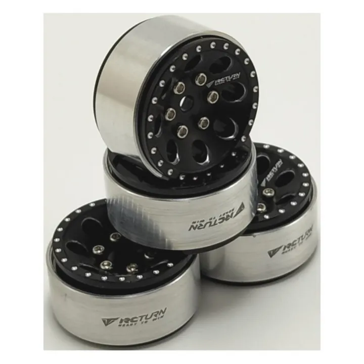 Диски алюминиевые beadlock 1.0" для Axial SCX24, чёрные, комплект 4 шт (арт. SX2410G1)
