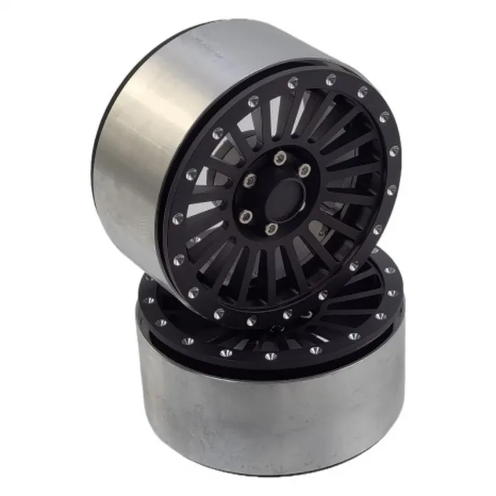 Диски алюминиевые beadlock 2.9" для Axial SCX6 1:6, тип C, чёрные, 2 шт