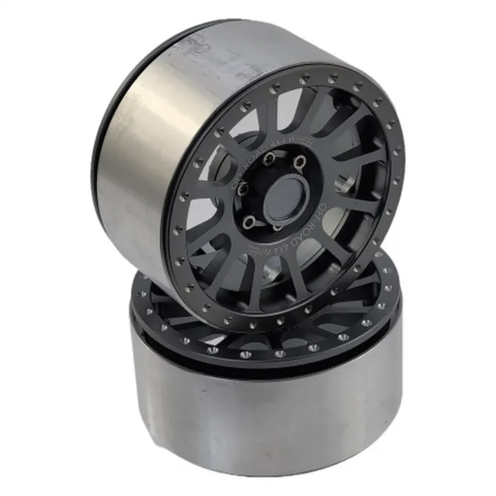 Диски алюминиевые beadlock 2.9" для Axial SCX6 1:6, тип D, цвет титан, 2 шт