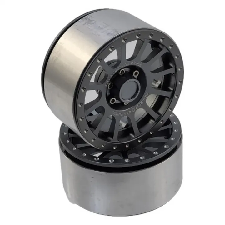 Диски алюминиевые beadlock 2.9" для Axial SCX6 1:6, тип E, цвет титан, 2 шт
