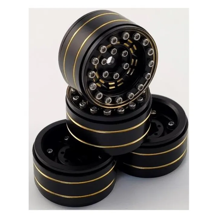 Диски латунные beadlock 1.0" V3 для Axial SCX24 / Traxxas TRX-4M, чёрные, 4 шт
