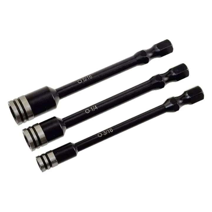 Головки торцевые дюймовые 3/16", 1/4", 5/16", чёрное титановое покрытие, 3 шт