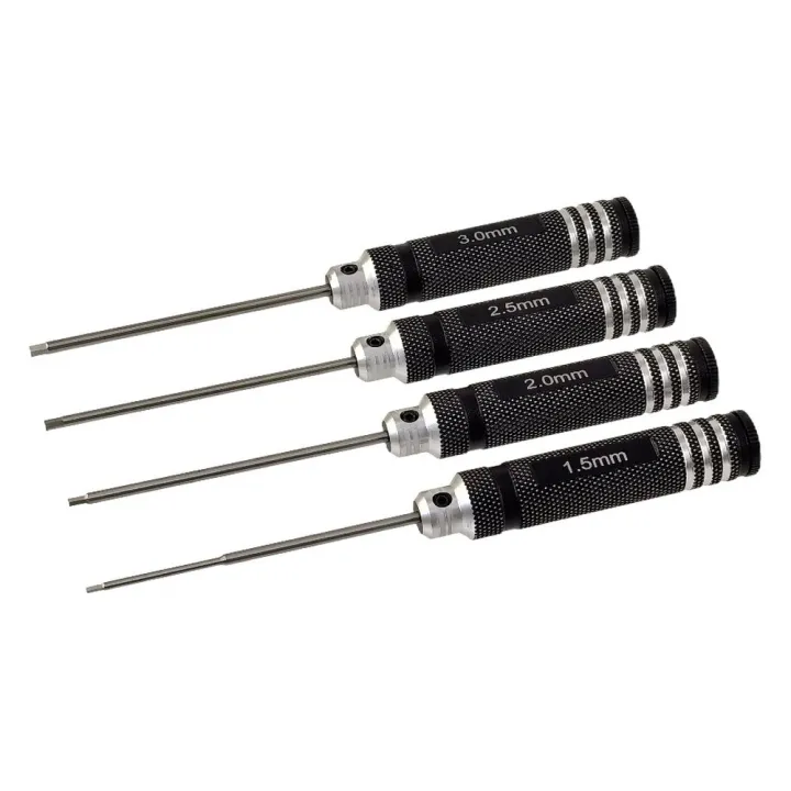 Набор шестигранных отвёрток Hex 1.5/2.0/2.5/3.0 x 180 мм, 4 шт, чёрный (вариант A)