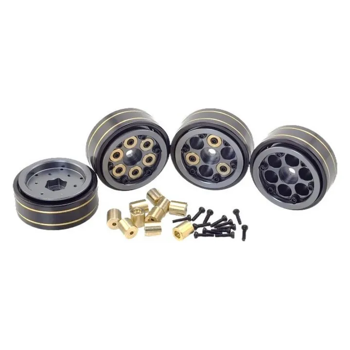 Диски beadlock 1.0" латунные с регулируемым весом для SCX24 / TRX-4M, титан, 4 шт