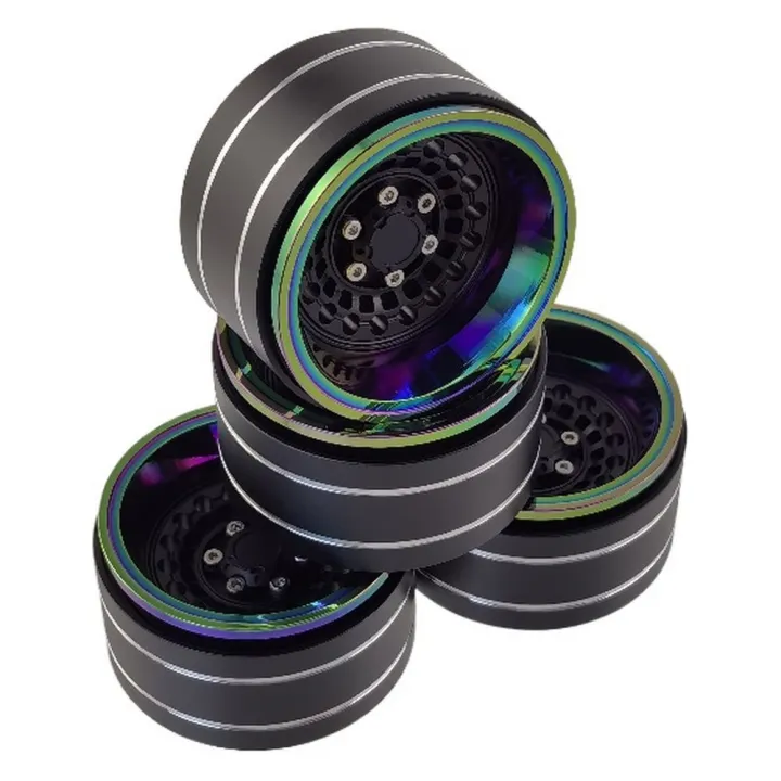Диски 1.9" beadlock алюминиевые с адаптерами hex 12 мм, 4 шт, хамелеон чёрный