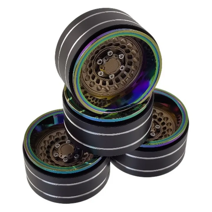 Диски 1.9" beadlock алюминиевые с адаптерами hex 12 мм, 4 шт, хамелеон бронза