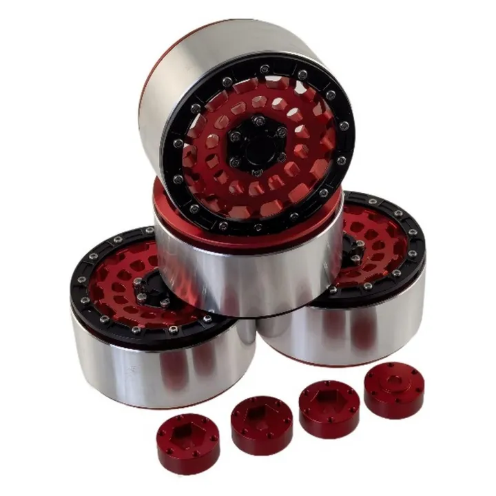 Диски 2.6" beadlock алюминиевые, адаптеры hex 12/17 мм, 4 шт, красные