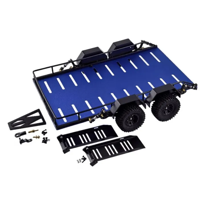 Прицеп алюминиевый с шаровой сцепкой для TRX-4M, краулеров 1:18–1:24, синий