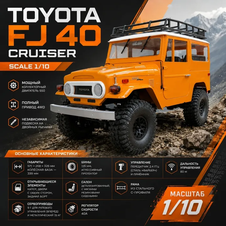 FMS Toyota FJ40 Cruiser 1:10 — карточка с характеристиками